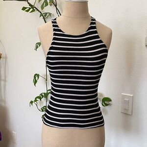 Chic Black and White Striped Women's Tank Top
